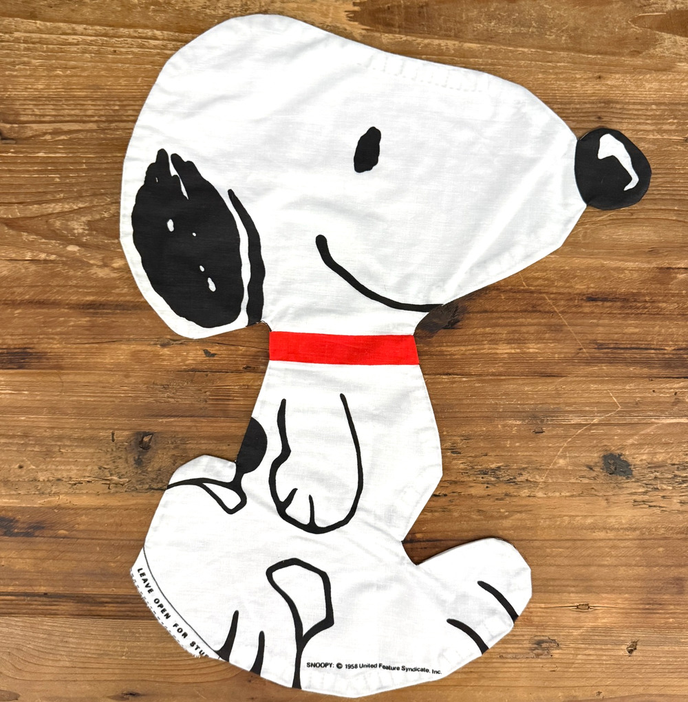 Vintage Snoopy Cut & Sew Fabric Panel Pillow Peanuts Charlie Dog Pup No Stuffing